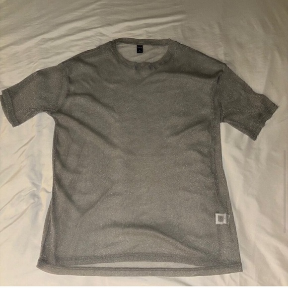 SHEIN DAZY Semi Sheer Mesh Top Silver/Gray Size XL - Picture 4 of 5